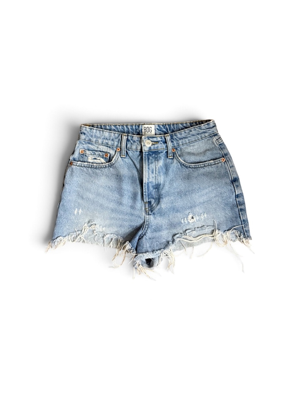 BDG Light Wash Frayed Hem Denim Shorts